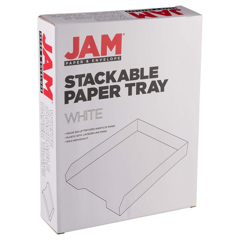 JAM PAPER Stackable Paper Trays - White - Desktop Document, Letter, & File Organizer Tray - Sold Individually - Image 5